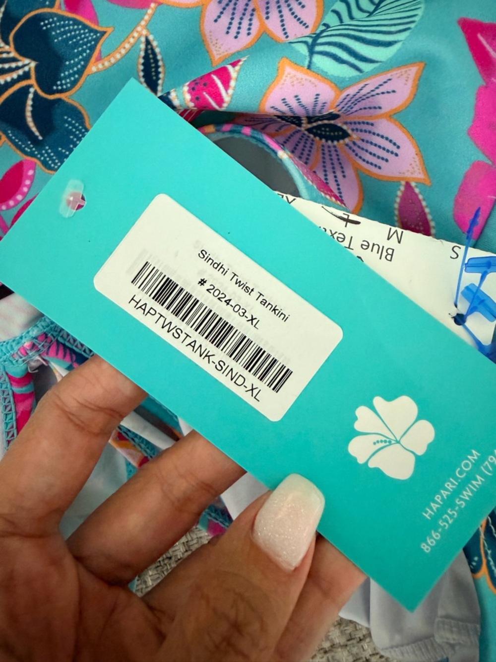NWT! Hapari Turquoise Floral Halter Tankini Top - Picture 5 of 5